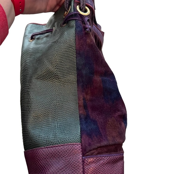 Sharif Purple Vintage Leather Hobo Shoulder Bag Large - Picture 10 of 11